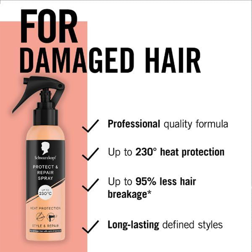 Schwarzkopf Styling Caring Protect and Repair Heat Protection Hair Mist Spray 150ml 3 Pack Image 4