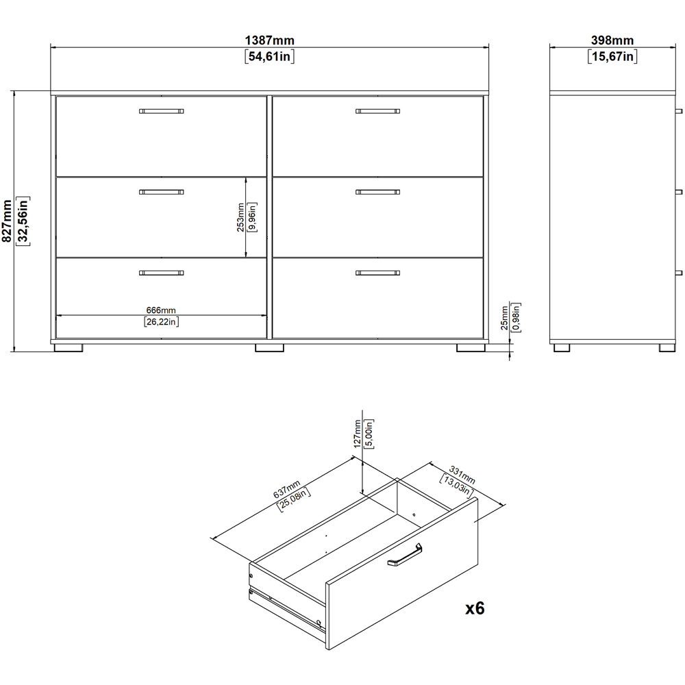Florence Sofia 6 Drawer Jackson Hickory Chest of Drawers Image 7