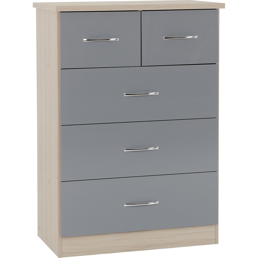 Seconique Nevada Grey and Light Oak Effect 4 Piece Bedroom Furniture Set Image 5
