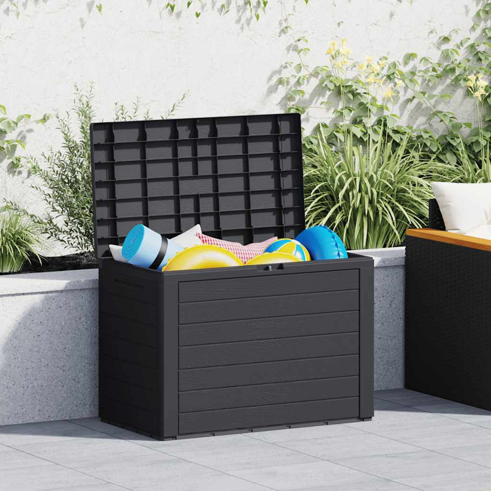 vidaXL 190L Anthracite Polypropylene Garden Storage Box Image 2