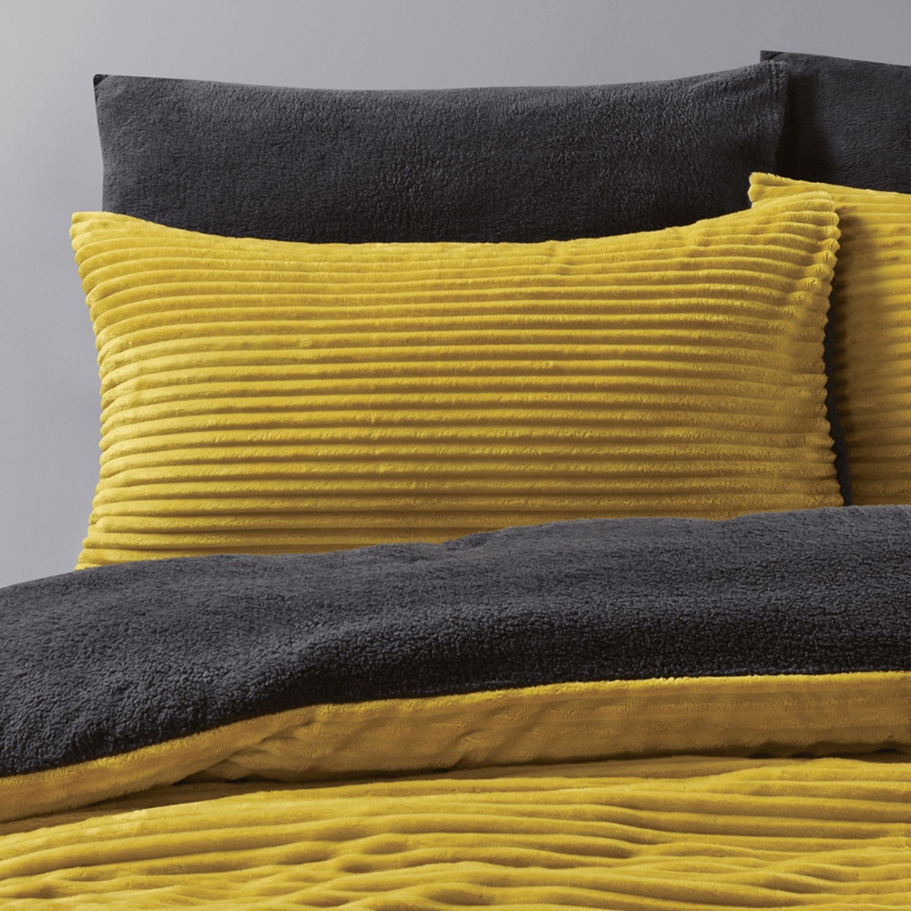 Velosso Single Ochre Plush Cord Duvet Set Image 2