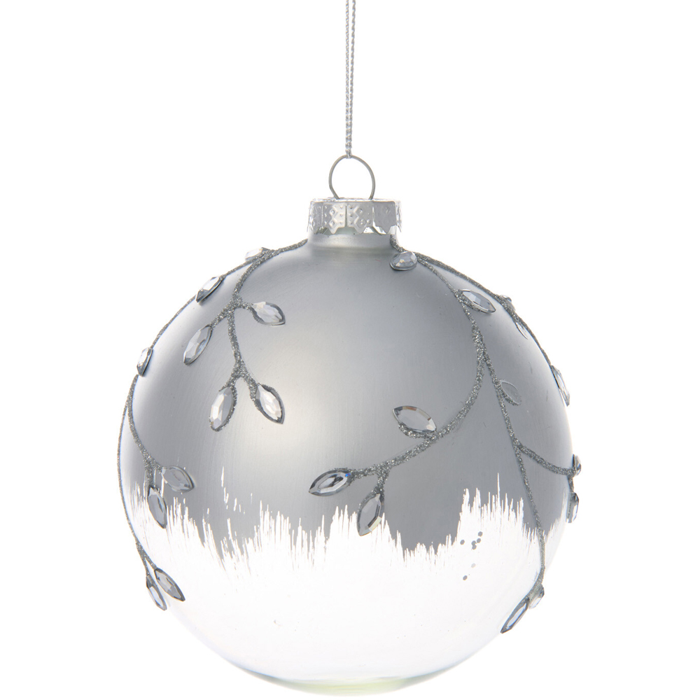 Embellished Silver Leaf Bauble Image 3