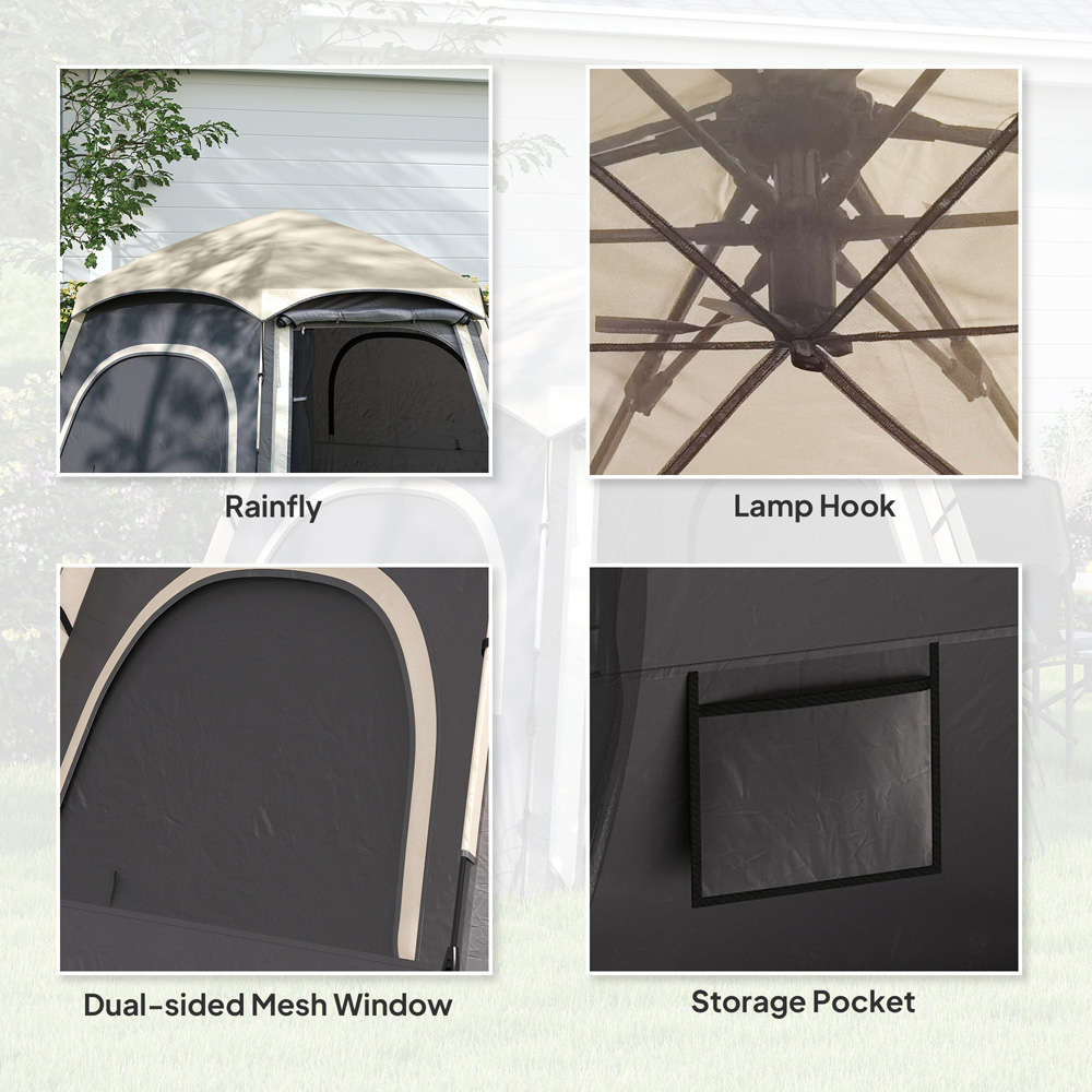 Outsunny 4 Person Instant Easy Setup Dome Camping Tent Dark Grey Image 7