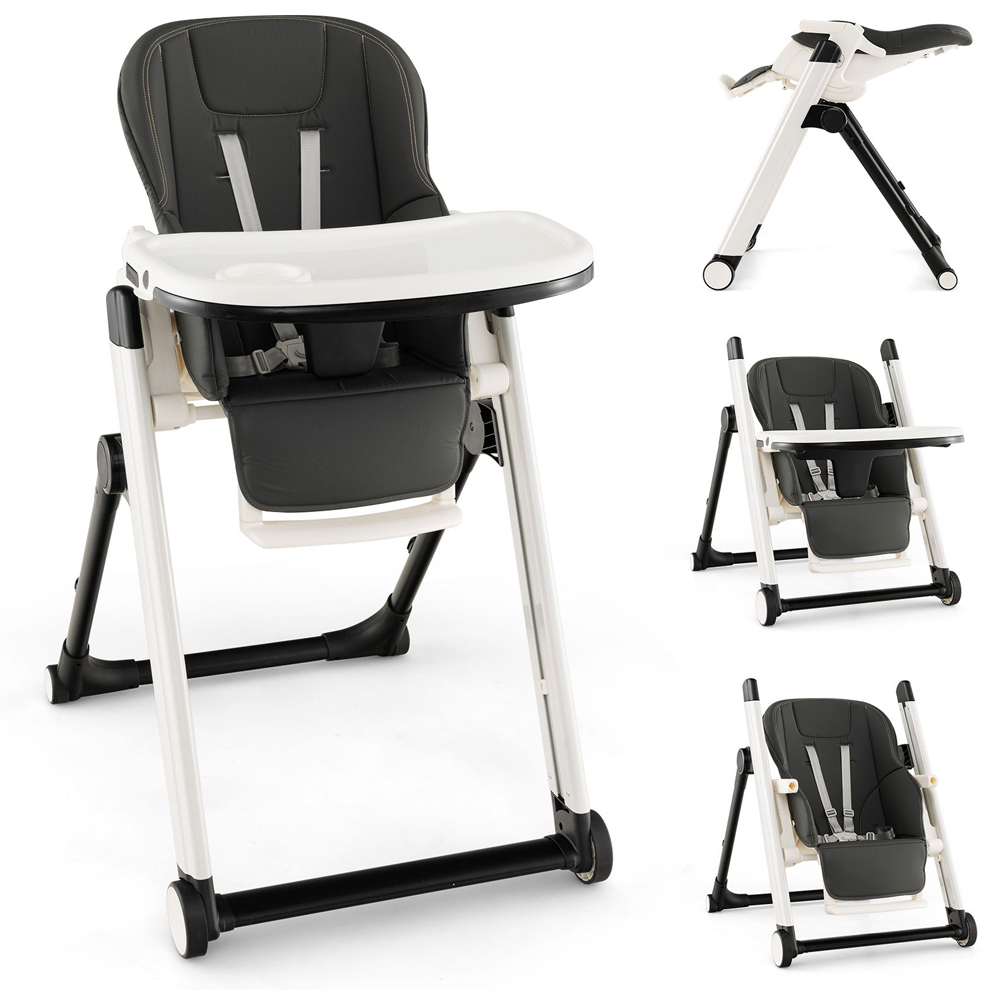 Costway Light Grey Multifunctional Folding Baby Highchair Image 2