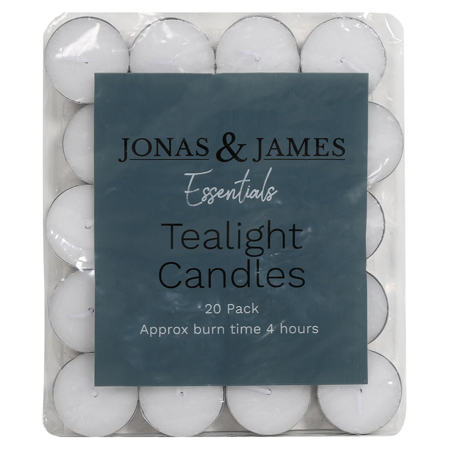 Jonas and James Essentials White Tealight Candle 20 Pack Image