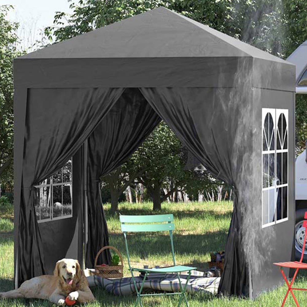 Outsunny 2 x 2m Black Marquee Gazebo Party Tent Image 1