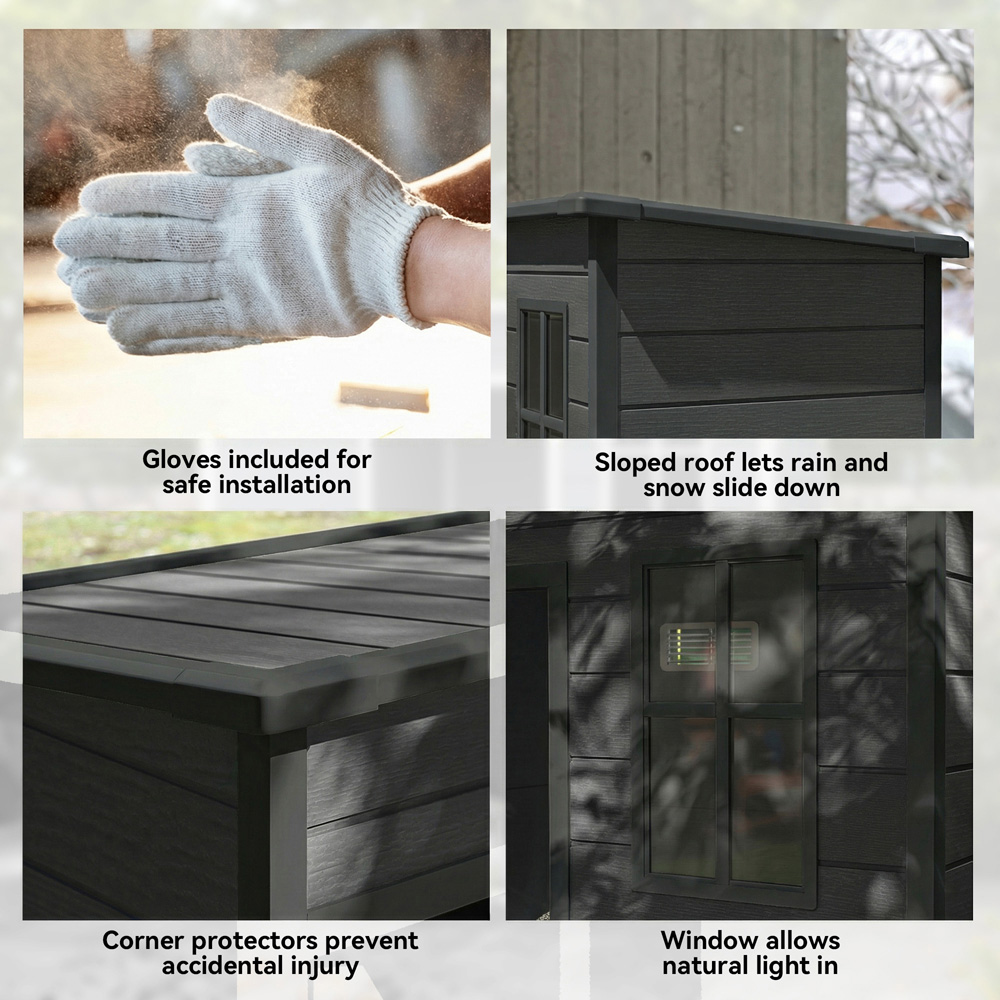 Outsunny 5 x 3ft Dark Grey Lockable Pent Garden Shed with Floor Image 8