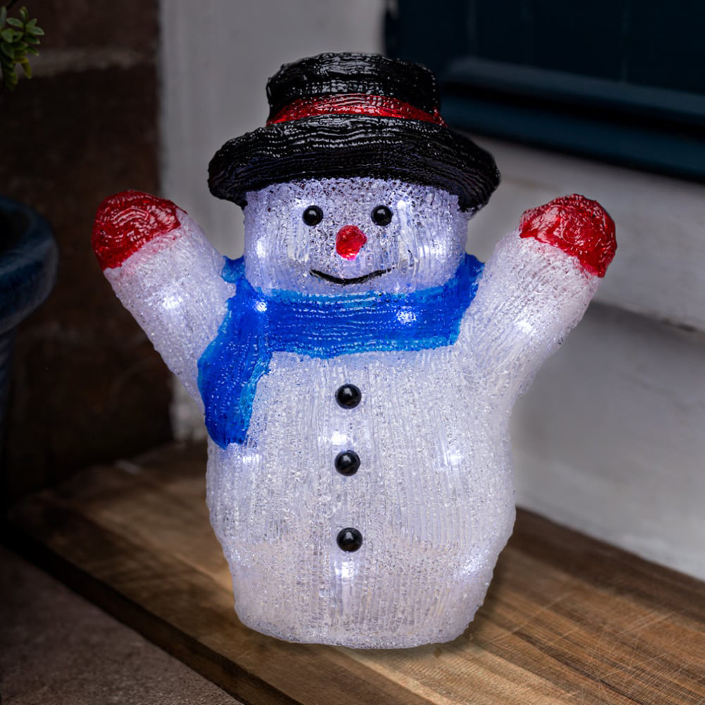 Marco Paul White LED Pre Lit Snowman Decoration Ornament Image 2