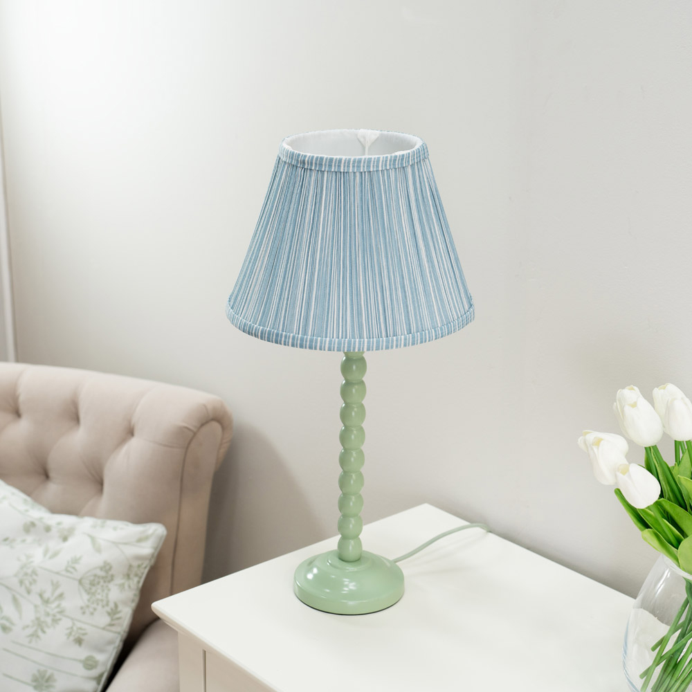 ValueLights Bobbins Blue Stripe Shade Sage Green LED Table Lamp Image 5