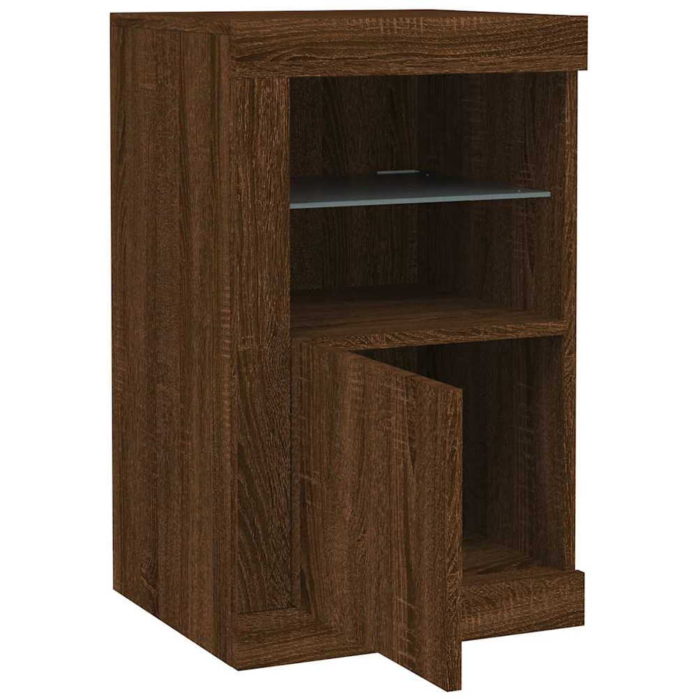 vidaXL Single Door 2 Shelf LED Brown Oak Side Cabinet Image 5