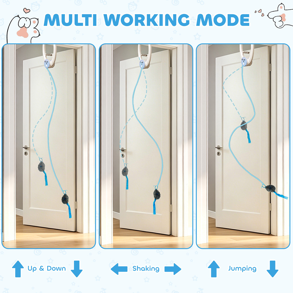 PawHut Interactive Door Hanging Automatic Cat Toy Mouse and Teaser Image 5