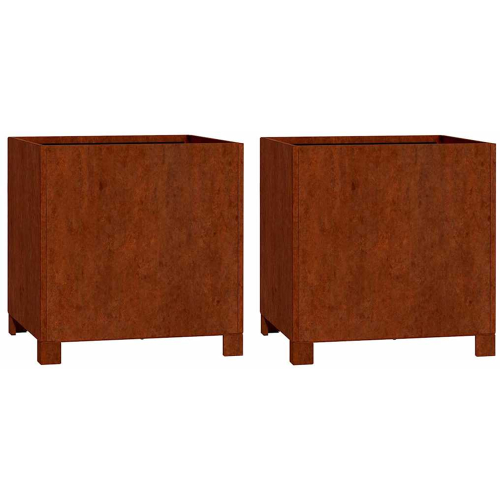vidaXL Rusty Corten Steel Garden Planter with Legs 40 x 40 x 40cm 2 Pack Image 5