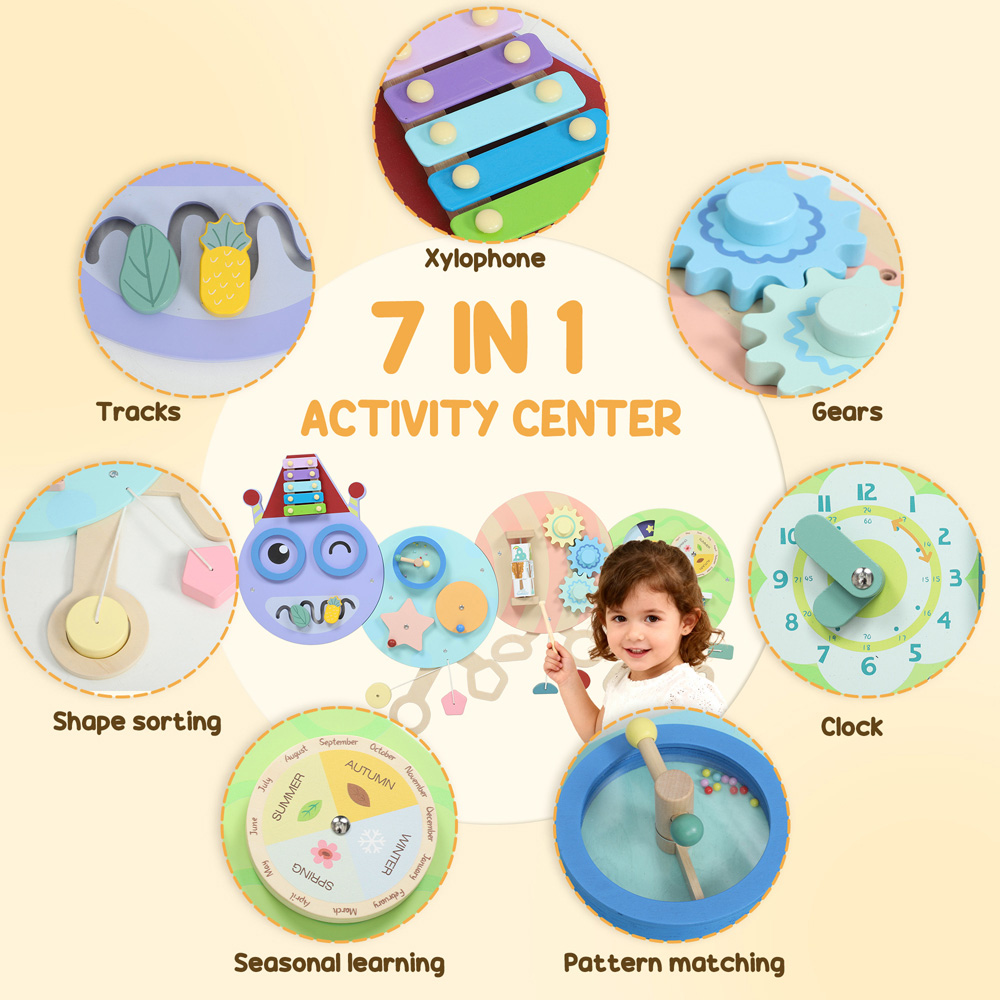 Tommy Toys 7-in-1 Caterpillar Busy Board Sensory Wall Toy Image 8