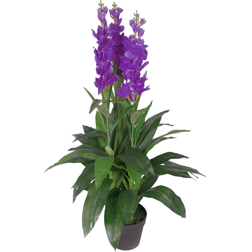 Leaf Purple Cymbidium Orchid Artificial Tree Pot 3.2ft Image 1
