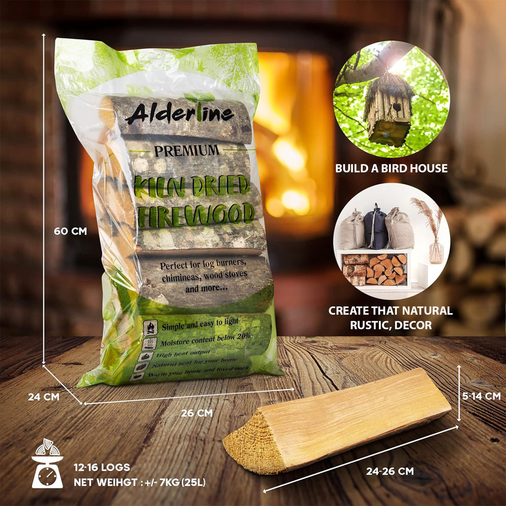 RoyalFire Alderline Kiln Dried Alder Firewood Bag 7kg Image 2