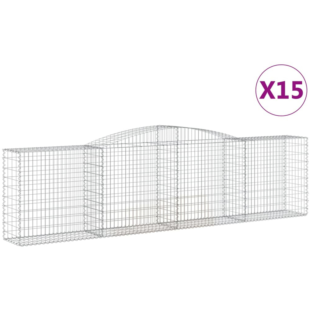 vidaXL Silver Galvanised Iron Arched Gabion Basket 400 x 50 x 100/120cm 15 Pack Image 4