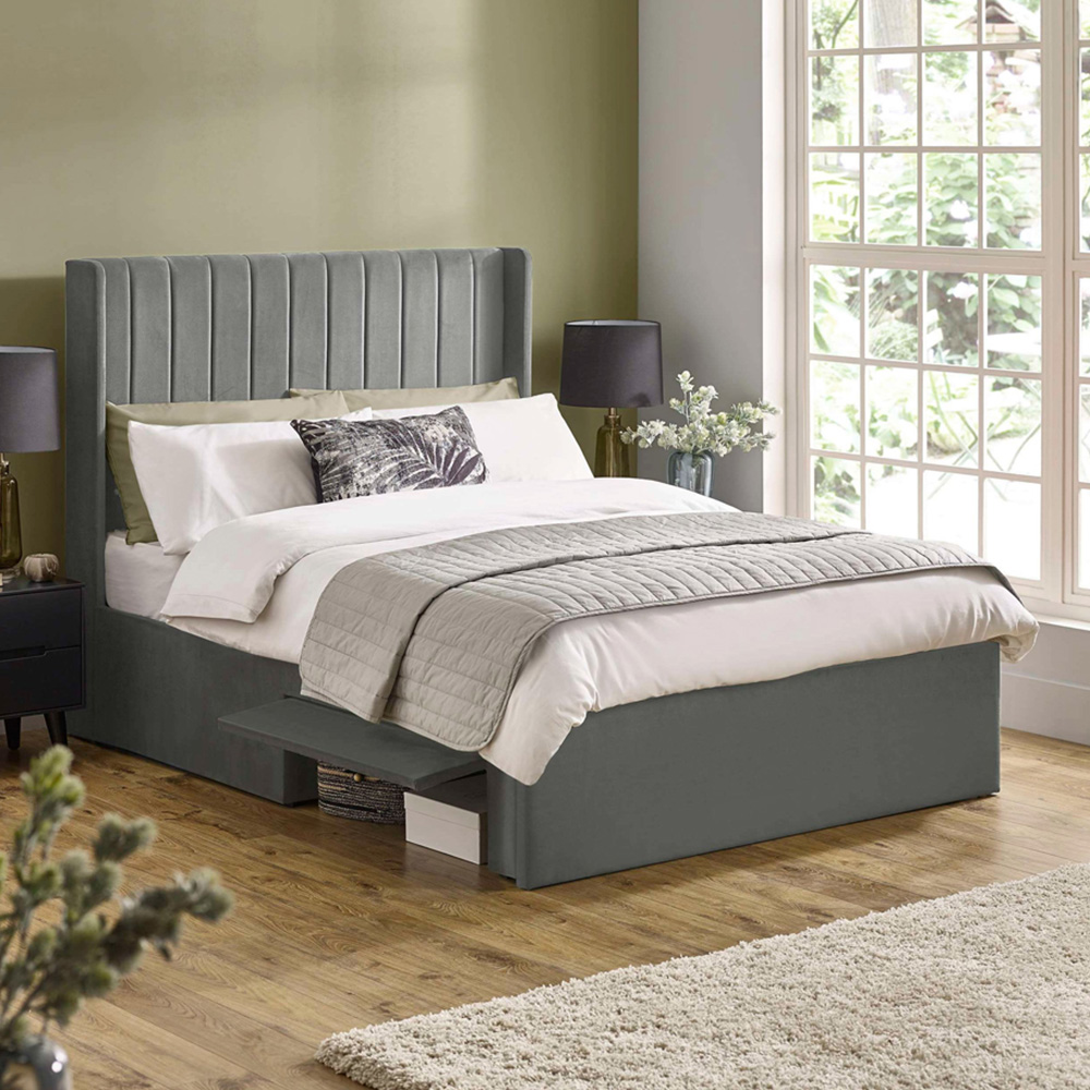 Julian Bowen Leila Steel Grey Double Bed with Dual Storage Door Image 1
