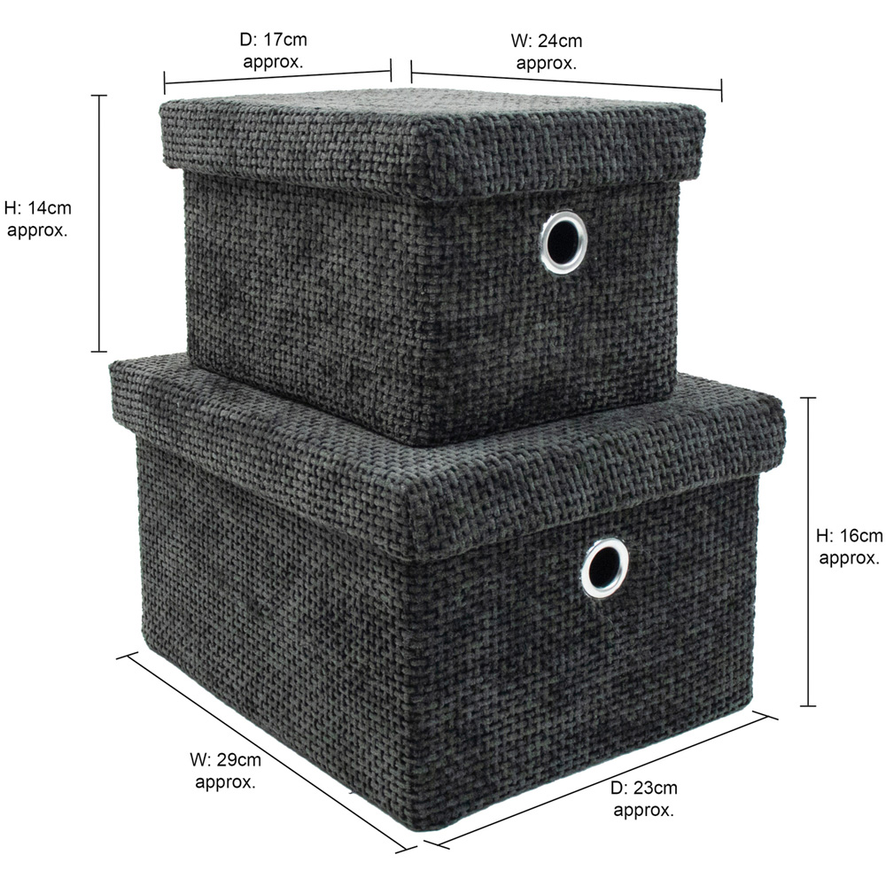 JVL Metro Black Rectangular Storage Basket with Lid 2 Pack Image 9