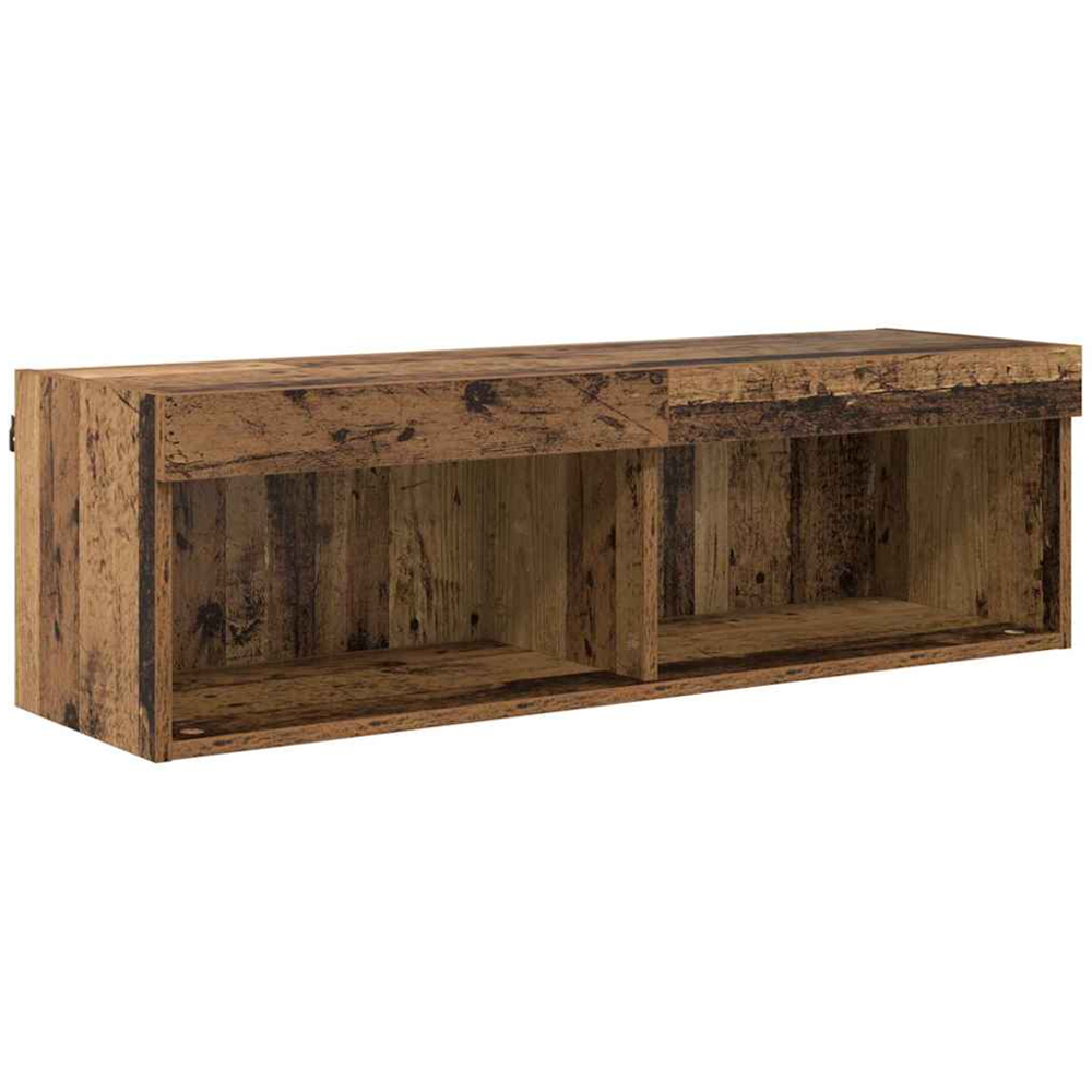 vidaXL 2 Door 10 Shelf Old Wood Wall Mounted TV Unit with LED Lights Image 8