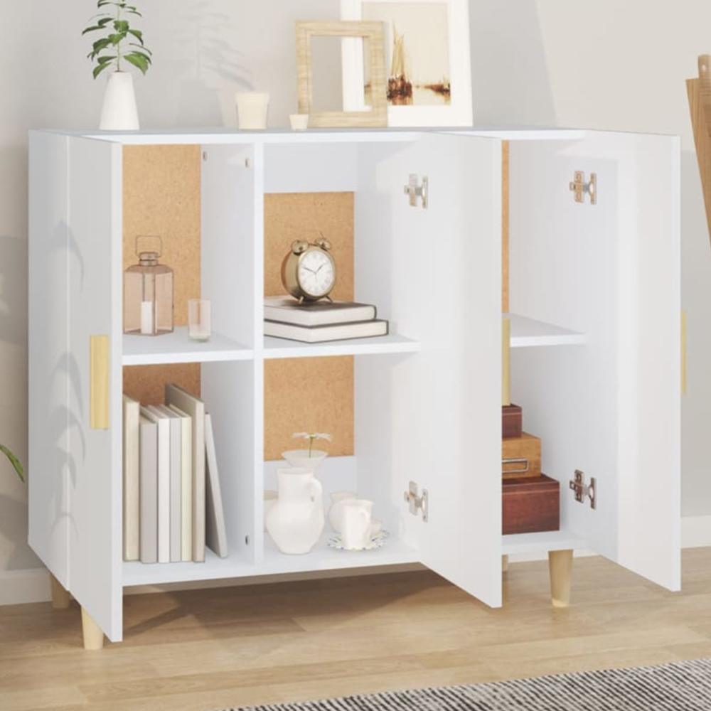 vidaXL 3 Door White Sideboard Image 1