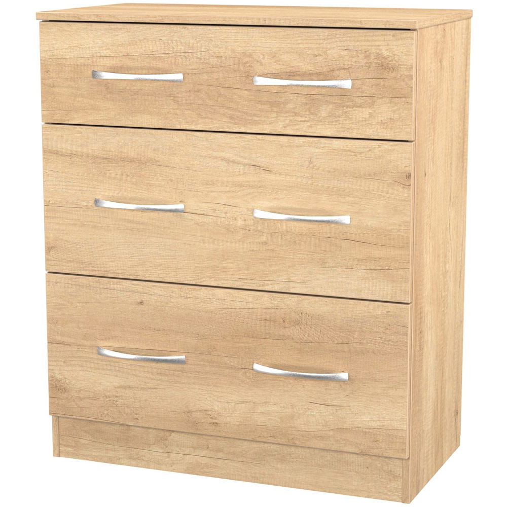 Crowndale Avon 3 Drawer Nebraska Oak Deep Chest of Drawers Ready Assembled Image 4