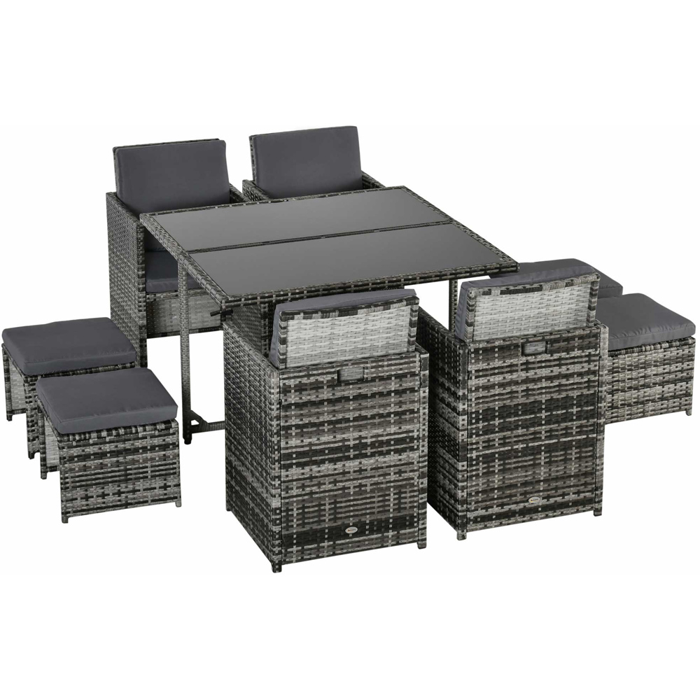 Outsunny PE Rattan 8 Seater Garden Dining Set Mixed Grey Image 2
