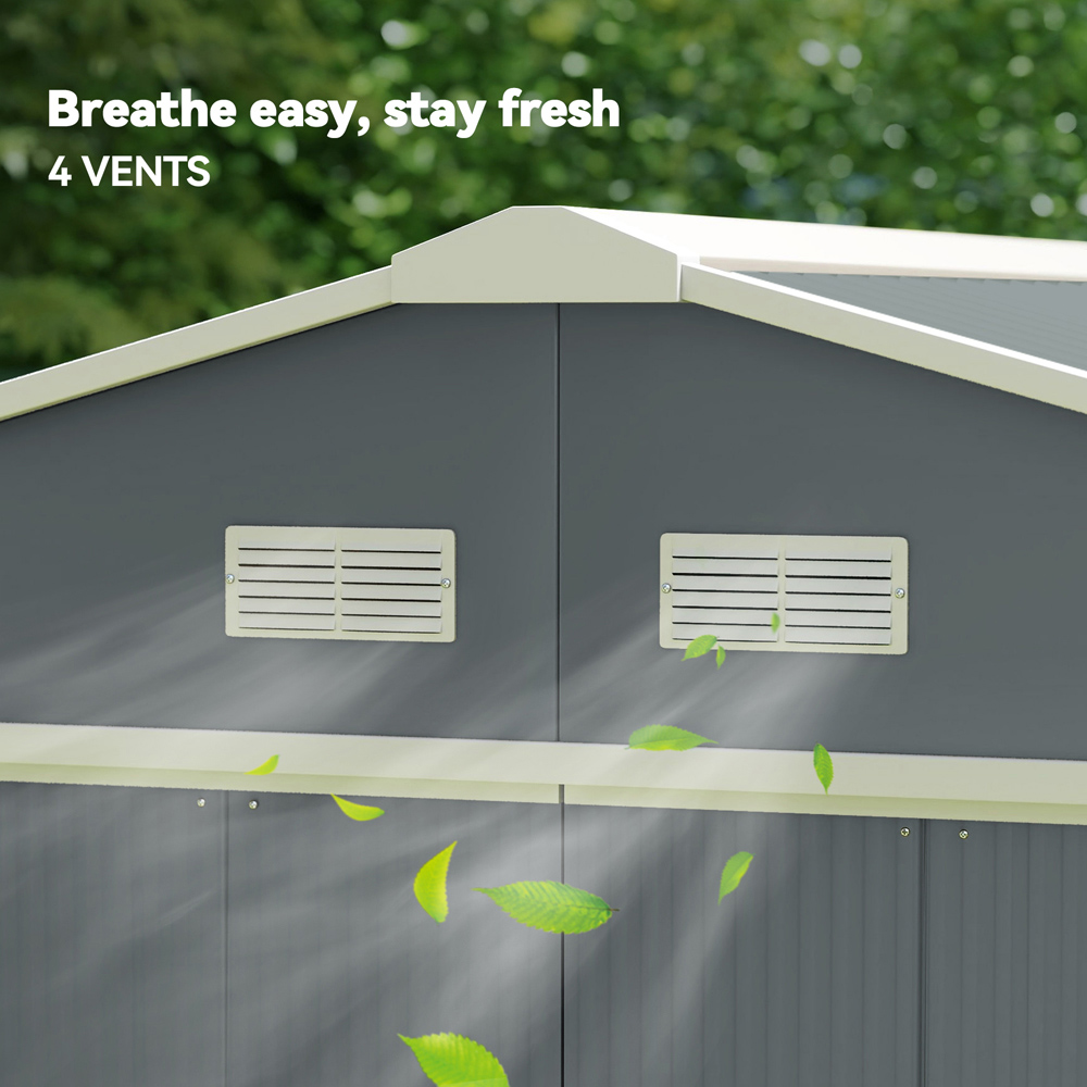 Outsunny 13 x 11ft Grey Metal Apex Garden Shed Image 7