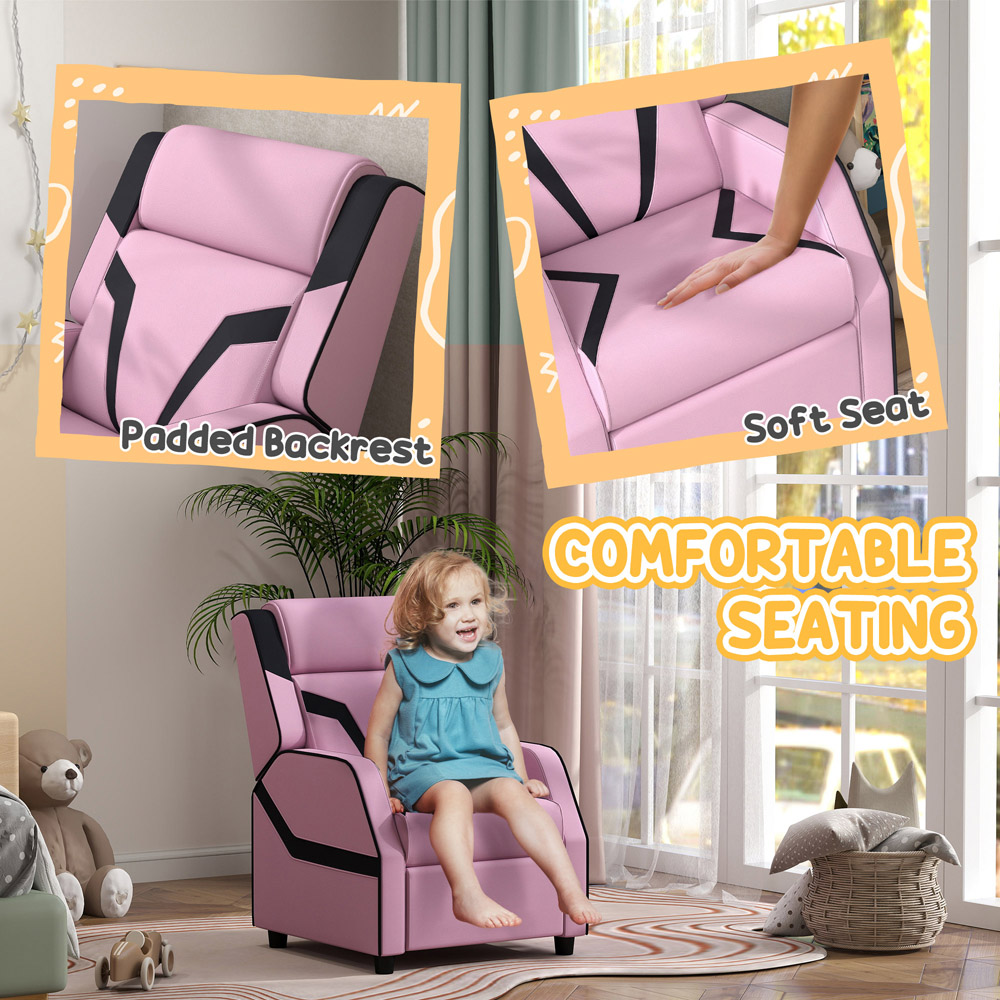 AIYAPLAY 2 in 1 Pink PU Leather Kids Recliner Image 6