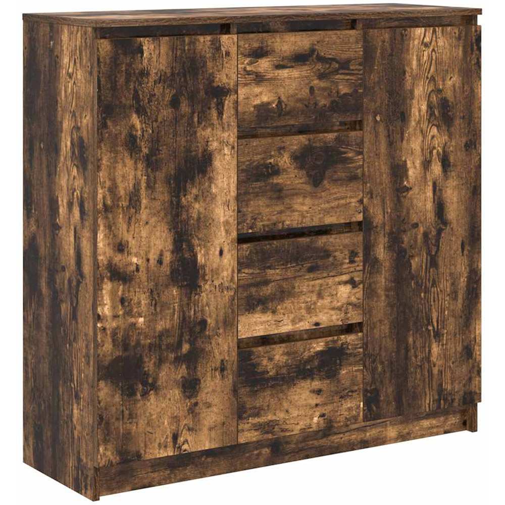 vidaXL 2 Door 4 Drawer Smoked Oak Sideboard Image 2