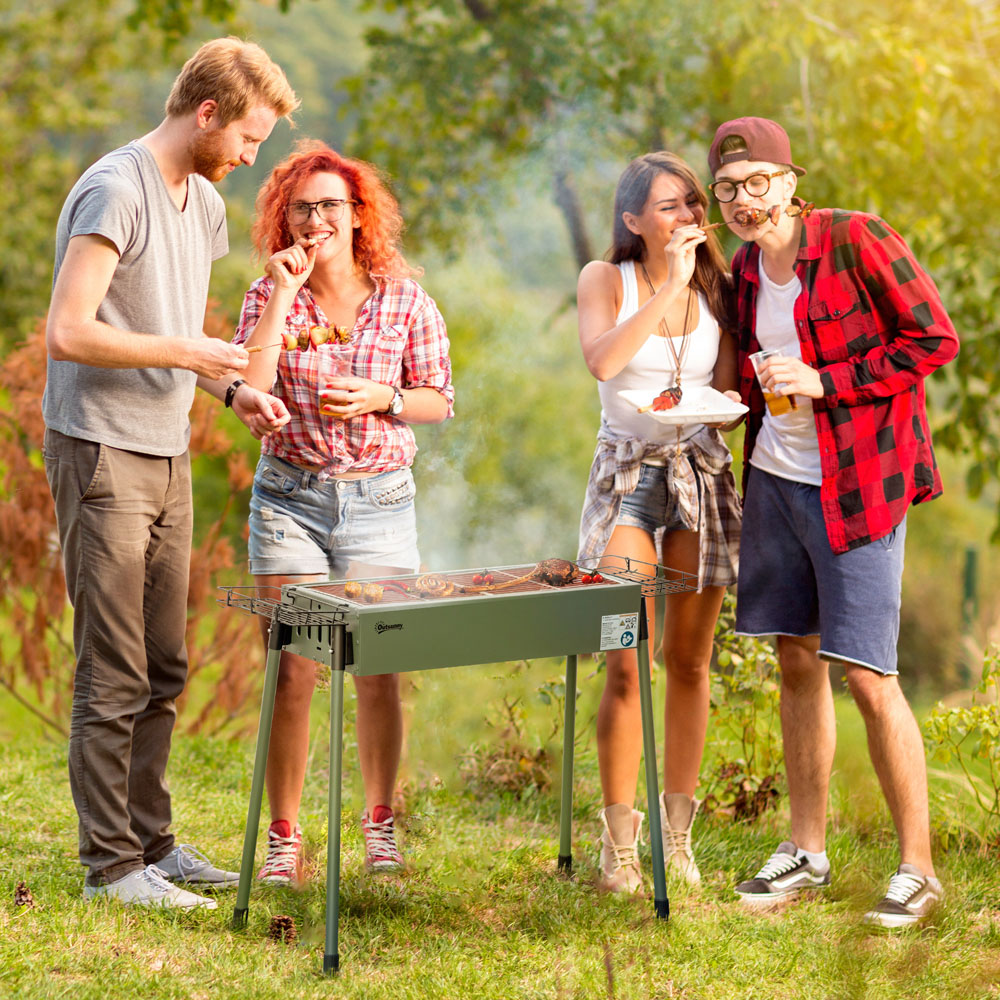 Outsunny Green Portable Charcoal BBQ Grill Image 2