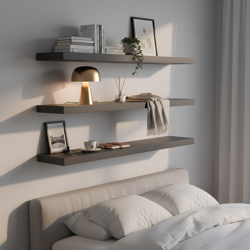 Harbour Housewares 100cm 2 Pack Black Floating Wall Shelf Image 6