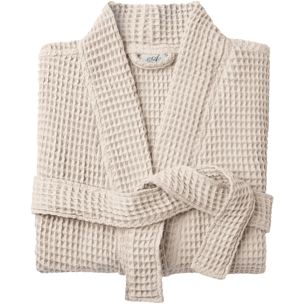 Allure Bath Fashions Small to Medium Brown Linen Unisex Lightweight Waffle Bathrobe Image 1