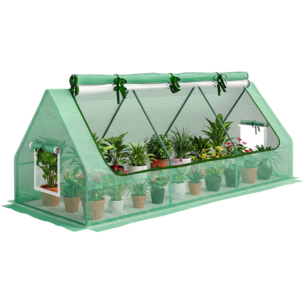 Outsunny 3 x 7.9ft Green PE Cover Portable Small Polytunnel Greenhouse Image 1
