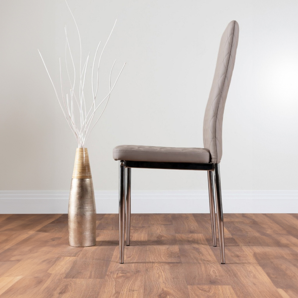 Furniturebox Arona Valera Glass 4 Seater Round Dining Set Chrome and Cappuccino Image 3