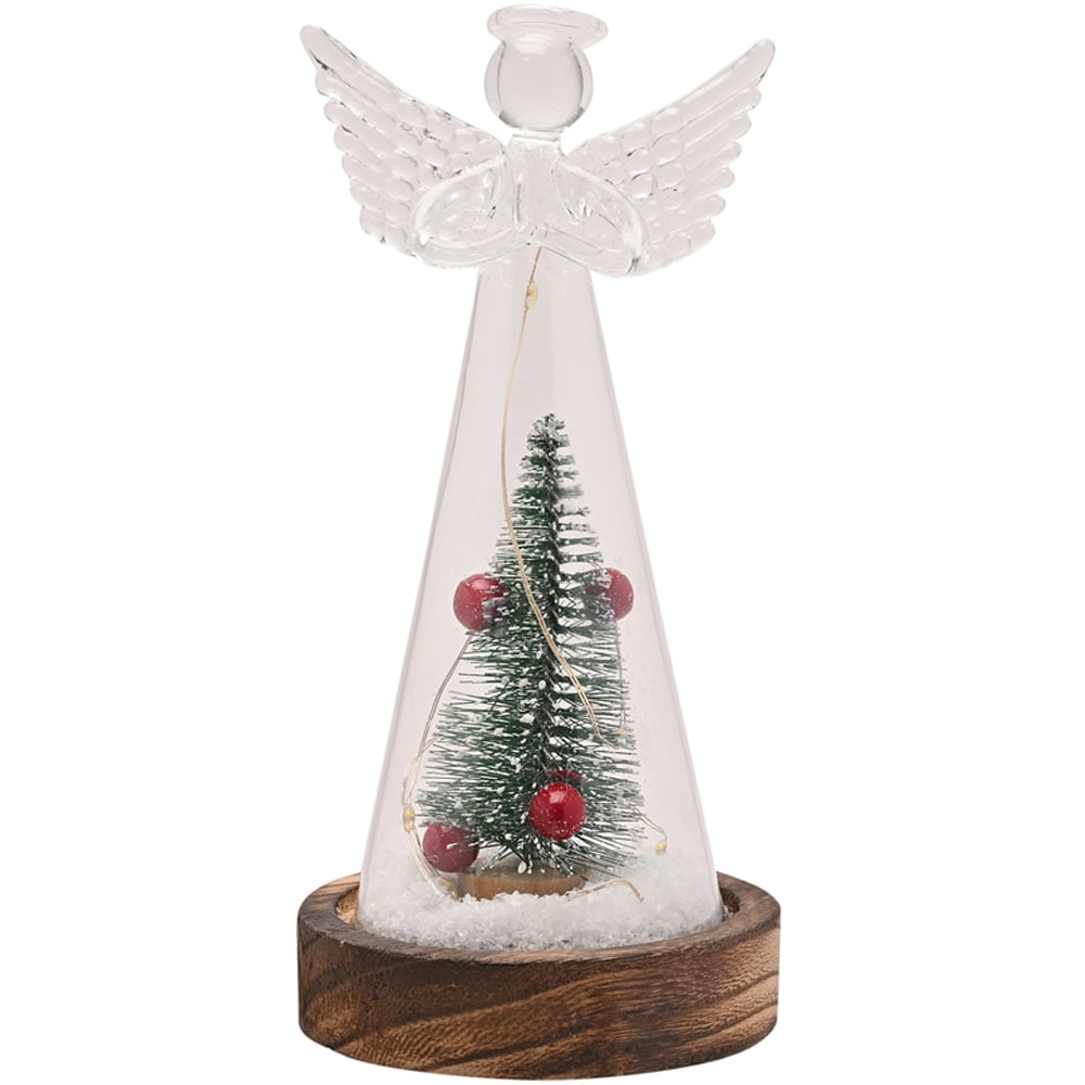 The Seasonal Gift Co. Foliage and Berries Glass Battery Operated Angels Decoration Image 2