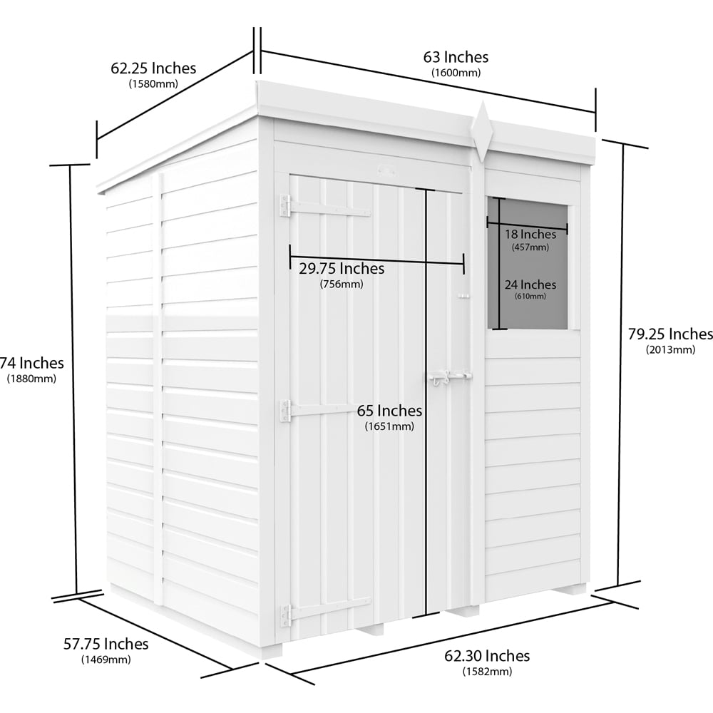 DIY Sheds 5 x 5ft Tongue and Groove Timber Pent Garden Shed Image 9