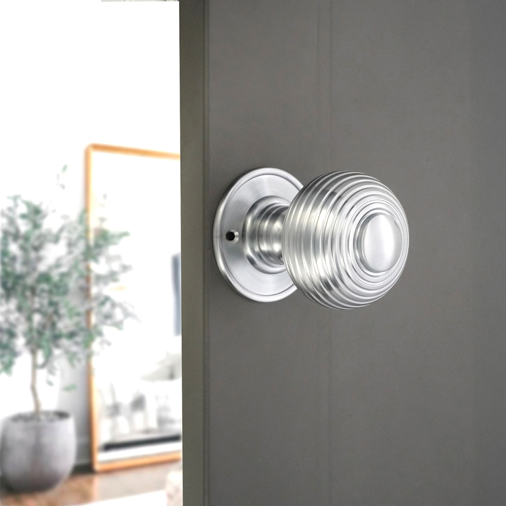 Spira Brass Satin Chrome Beehive Large 60mm Mortice Door Knob 2 Pack Image 2
