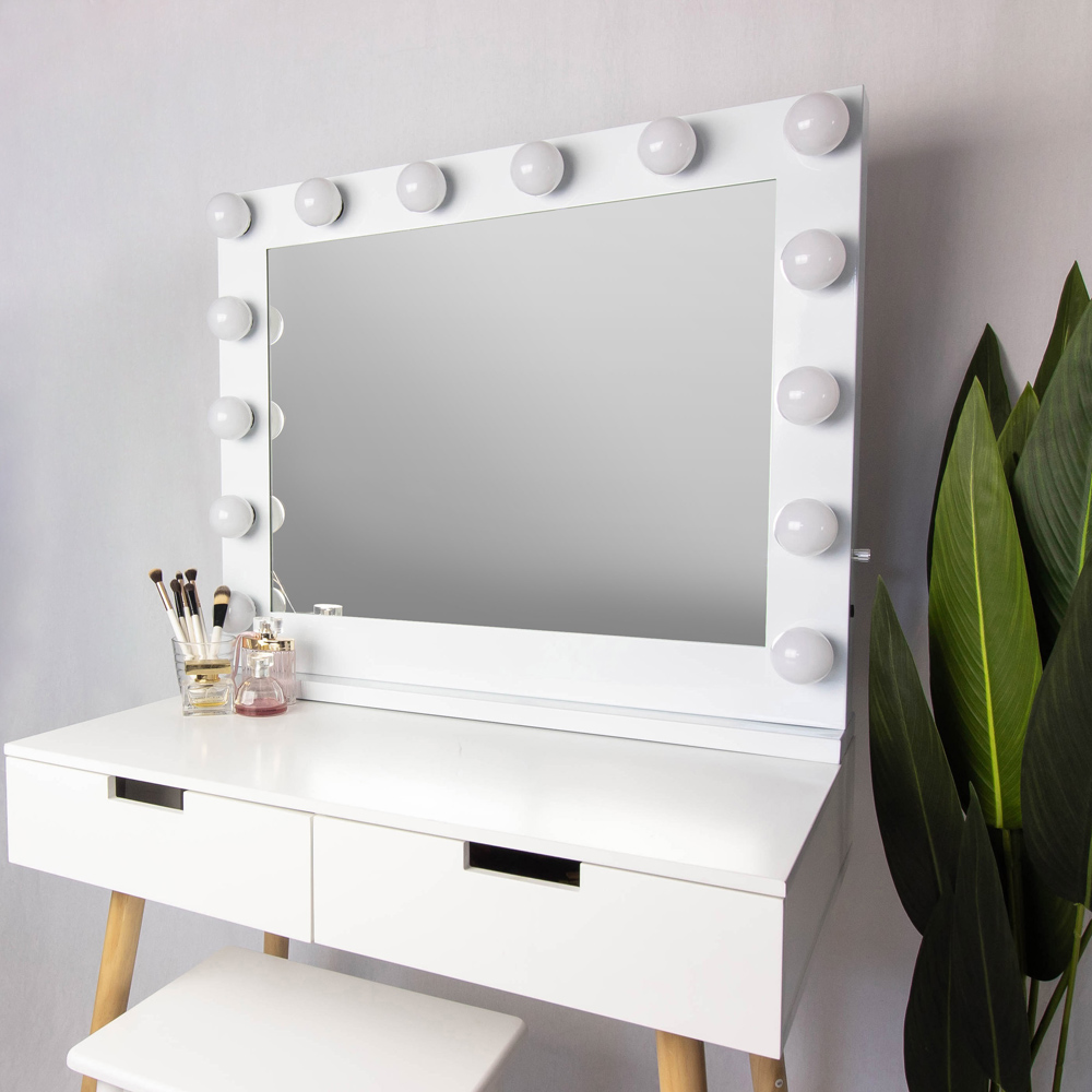 Jack Stonehouse White Marilyn Hollywood Vanity Mirror with 14 LED Bulbs Image 6