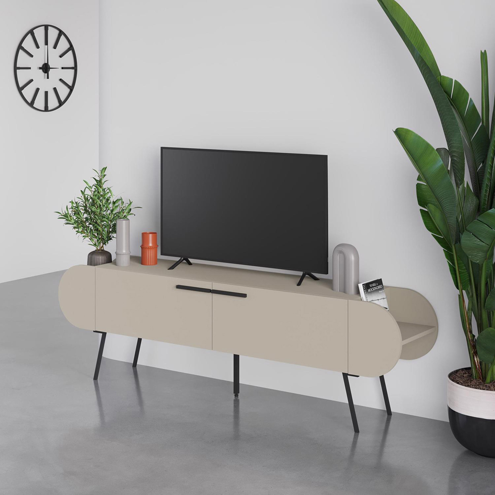 FWStyle Capsule 2 Door 2 Shelf Sandstone TV Unit Stand Image 6