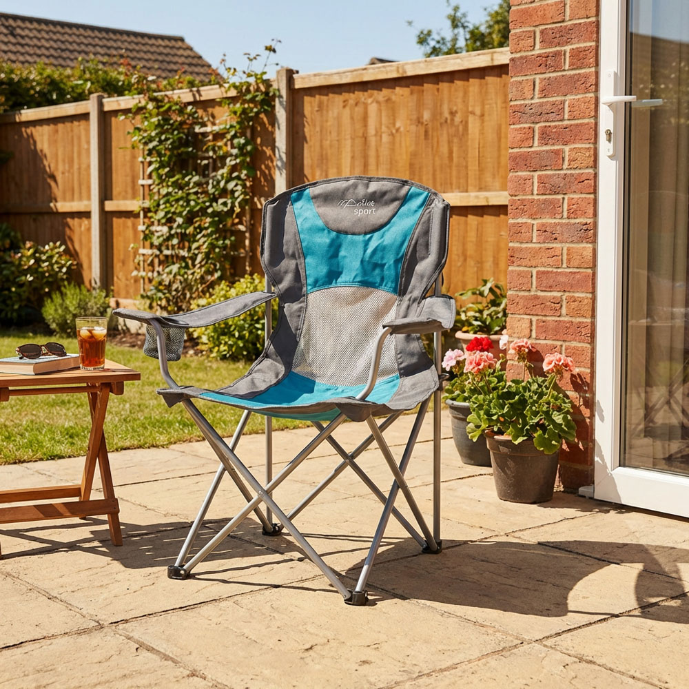Active Sport Blue and Grey Deluxe Camping Chair Image 3