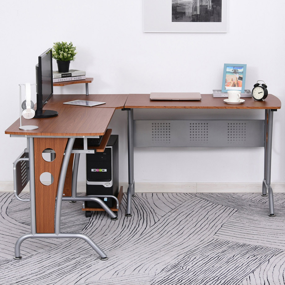 Portland LShaped Corner Desk Wood Wilko
