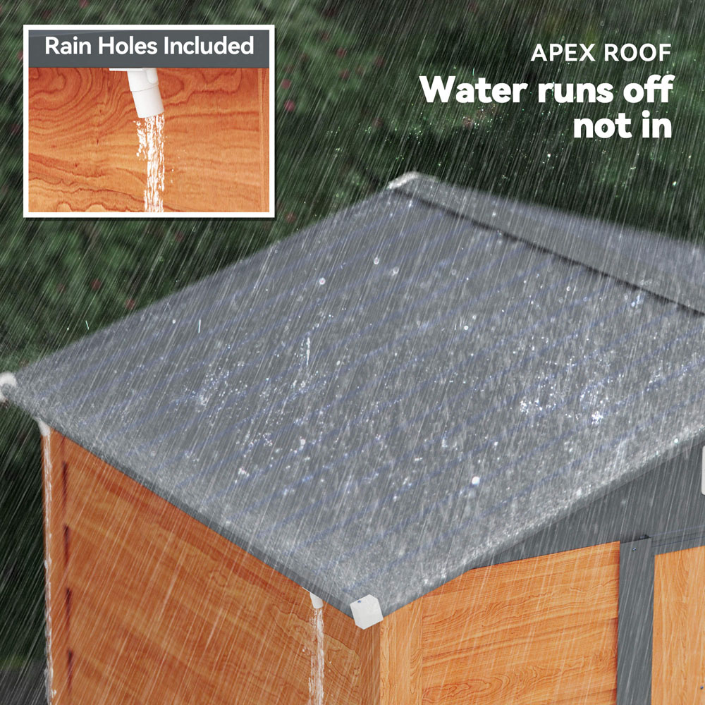 Outsunny 5 x 6.5ft Brown Wood Effect Metal Apex Garden Shed Image 6