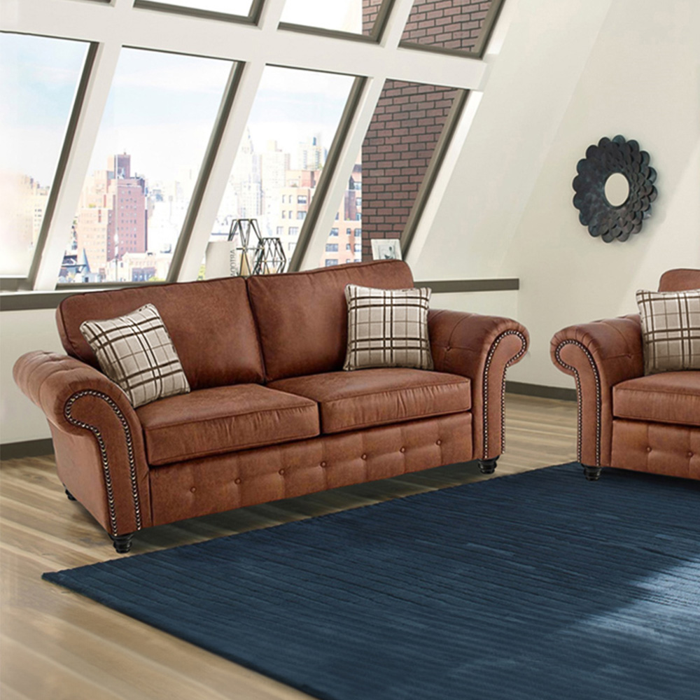 Portland Oakana Luxury 5 Seater Brown Leather Sofa Set Image 2