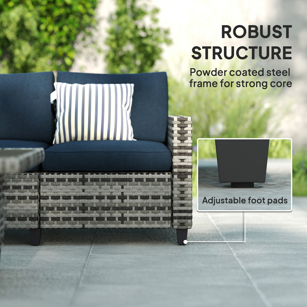 Outsunny 5 Seater Navy Blue Wicker Outdoor Furniture Set Image 6