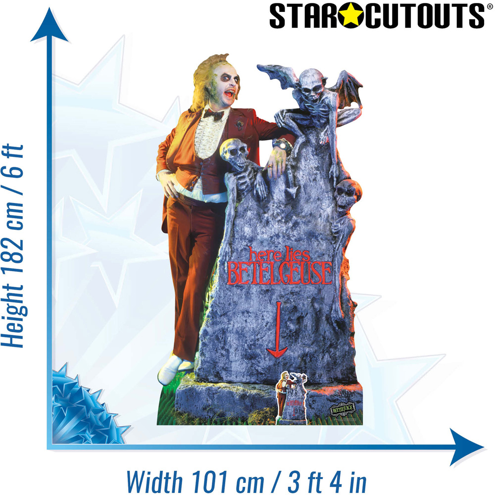 Star Cutouts Beetlejuice Michael Keaton with Tombstone Cutout 6ft Image 6