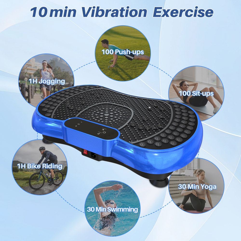 Rattrix Blue Vibration Plate Exercise Machine with Bluetooth Speaker and LED Display Image 4