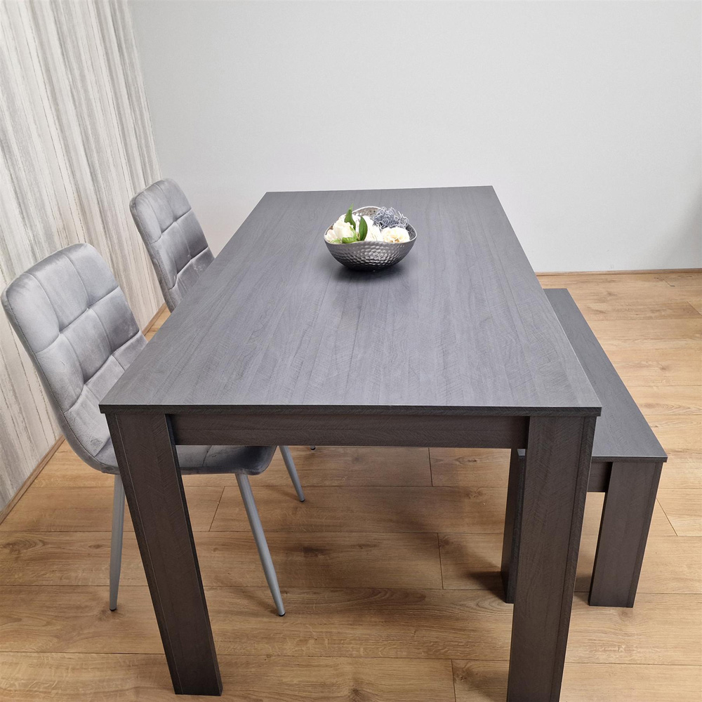 Kosy Koala 4 Seater Velvet Arrow Design Dining Bench Set Grey Image 4