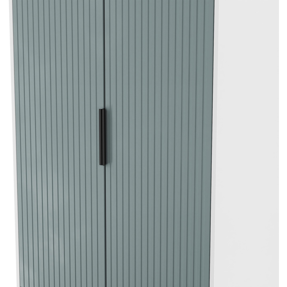 Crowndale Fluted 2 Door 2 Drawer Duck and White Matt Tall Wardrobe Ready Assembled Image 5