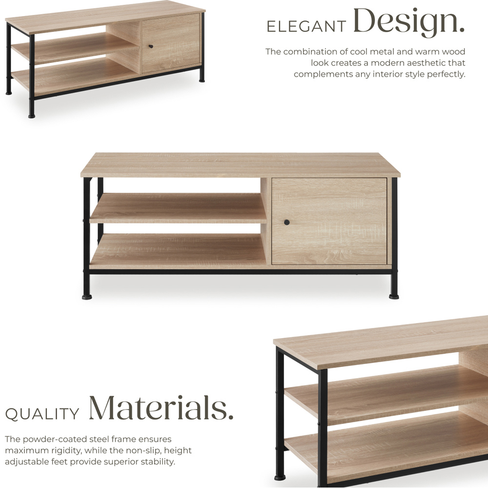 Tectake Durban Single Door 2 Shelf Sonoma Oak TV Stand Image 4