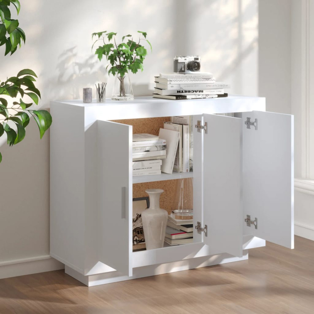 vidaXL 3 Door White Sideboard Image 7